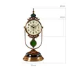 Relógios de mesa American Luxury Art Glass Retrô Relógio Relógio Decoração Metal Metal Silent European Vintage Pendulum Desk