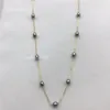 Hänge halsband grossist naturligt sötvatten pärla riskorn form svart 5-6 mm tibetansk silverhalsband