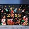 Adesivi per vetrine 2023 Adesivo per vetro natalizio Decorazione elettrostatica Giorno dell'anno Negozio Decal Mall Company School Babbo Natale