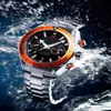 Neue Ocean Automatic Herren-Mechanik Sea Black Dial Orange Lünette Uhren Herren Stasinless Floding Bucklet300U