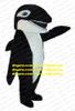 Simpatico costume della mascotte della balena dello squalo nero mascotte Selachimorpha cetaceo adulto con pancia paffuta bianca molti denti No.704 nave libera