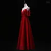 Casual Dresses Bridal Toast Sling Red Evening Party Dress Women Long Slim golvl￤ngd Br￶llop Qipao Luxury Gown Vestido