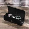 Titta på lådor Portable Travel Case Pu Leather Wristwatch Pouch Storage Box Armband Display Watches Organizer For Men Women Black