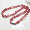 Choker Natural Crystal Necklace for Women Onregelmatige Rock Mineral Pink Quartz Red Strawberry Stone Wedding Party Sieraden