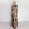 Vêtements ethniques Euramerican Dubai Robe imprimée en Satin tunique coupe ajustée femmes Swing élégant Robe élégante dames musulman pas de Hijab