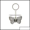 مفاتيح مفاتيح سلاسل أزياء إكسسوارات Crystal Animal Butterfly Sier Vintage Rhinestone Key Chain Rings Jewelry Gift Car Charms Hol Ottfb