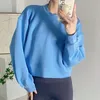 Ll Women Yoga Outfit Sweatshirts Hoodie Loose Long Sleeve Crop Top Fitness Workout High Elasticity Crew Neck Sweatshirts Gym Runni271y