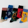 Men's Socks 10 Pairs Autumn Winter Fashion Theme Happy Funnty Abstract Stockings Personality Men's Heel Thickened
