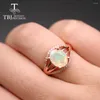 Cluster Rings TBJ Oval 8 10mm 2.5ct Natural Ethiopia Opal Ring Real Colorful Gemstone Fine Jewelry 925 Sterling Silver For Women Daily Wear