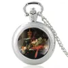 Pocket Watches Still Life With Golden Goblet Pattern Vintage Quartz Watch Men Women Unique Pendant Necklace Hours Clock Gifts