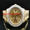 Stainless Steel Bracelet New Mens 2 II Solid 18 kt 41MM Diamond Watch Gold Dial 8 Ct Automatic Mechanical MAN WATCH Wristwatch286K