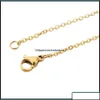 قلادات مطرز بالخرز المعلقات المجوهرات 5pcs 316l RVS 1 5 2mm Rolo Ketting Gold Steel Tone 40 45 50 60cm سلسلة Karab Otexu