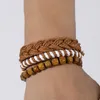 Rope Handmade Braided Wooden Beadsed Charm Bracelets Set For Men Women Party Decor Bangle Jewelry