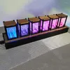 Bordklockor RGB Nixie Glow Tube Clock Metal Electronic Digital Watch Desk Desktop Lyxig LED Vakuum-rör Lamp presentidéer