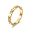 Squares Inlaid Diamond Stainless Steel Band Rings Finger Tail Ring for Girl Cute Fashion Jewelry