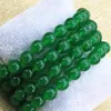 Strand 8mm Natural Green Malaysia Chalcedony Jades Stone Round Beads 4 Rows Armband Women High Grade Gift Smycken 7.5 -tums B3172