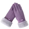 Nuevos guantes de moda para mujer Otoño Invierno lindos mitones cálidos peludos mitones de dedo completo para mujer deporte al aire libre guante de pantalla táctil para mujer