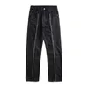 Jeans masculin jeans High Street Casual Men's Men's Zipper Plaid Centing Denim Pantalons rétro Réflagping Labinet Loug Laig Streetwear Streetwear Spring T221102