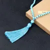 Colares pendentes Vintage 108 MALA MISTOS HOMENS CHARMS AZUL PEDRA ORAÇÃO Handmade Rosário Tassel Colar de moda Mulheres joias de ioga