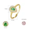 Exquisite water drop gemstone 18k gold plated ring women jewelry micro set zircon s925 silver ring luxury accessory gift