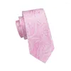 Papillon SN-436 Cravatta floreale rosa Gemelli Hanky Set da uomo in seta per uomo Festa di nozze formale Sposo