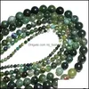 Steen 8 mm groothandel mos gras agat natuursteen ronde losse groene kralen voor sieraden maken 4/6/8/10/12 mm diy armband streng 15.5 dhtc0