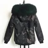 Dames vacht winter mode vrouw man man stijl bomber jas camouflage grote wasbeer capuchonededed