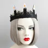 Drak barokke hoofdband kroon met spinnenweb kaars Halloween Party Princess Headbands Crown Girls Dance kostuumaccessoires
