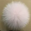 Berets CUSTOM Luxury Raccoon Fur PomPom Natural Pom Handmade Large Hair Ball Pompon With Buckle Wholesale