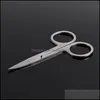 Makeup Scissors A Beauty Makeup Mirror Stainless Steel Elbow Cut Light Eyebrow Plucking Scissors Nasal Eyelid Line Cross Embroidery Dhmxc