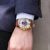 Montres-bracelets montre de luxe hommes cadran squelette carré automatique montres mécaniques étanche Rectangle hommes Relogio Masculino