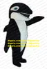 Cute negro de tiburón negro Mascot Mascotte Selachimorpha Cetacean Adulto con barriga blanca Mucho dientes No.704 Barco gratis