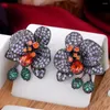 매달린 귀걸이 Jimbora 고급 고귀한 보라색 꽃 여성 결혼식 입방 지르콘 Cz 약혼 파티 2022