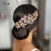 Nigeria Arabiska brudhuvudstycken Huvudband Luxury Gold Silver Alloy Flower Bride Crowns and Tiaras Women Hair Accessories Wedding Hair Jewelry Cl1362