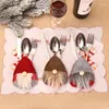 Christmas Decorations 2Pcs Faceless Doll Santa Claus Tableware Holder Bag Fork Knife Cutlery Cover For Home 2023 Noel