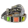 Ceintures Ceinture cloutée Noir Glitter Luxe Designer Hommes Femmes Bling Cristal Ceinture Mode Strass Diamant Taille Ceinture