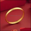 Bangle Bangle Frosted Ancient Classic Female Jewelry Yellow Gold Filled Closed Womens Bracelet Solid Wedding Party Giftbangle Drop D Dhywt