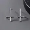 Boucles d'oreilles à dos en argent Sterling 925 pour hommes, bijoux fins, Hipster, tendance minoritaire, croix individuelle, cadeaux pour hommes