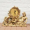 Orologi da tavolo Moda europea Decorazioni per la casa Orologio antico dorato Orologio in resina Dea Angeli Figurine Quarzo Muto geometrico Quadrante da 6 "