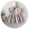 2023 Mädchen Designer Kinder Kleidung Mode Kleider Sommer Baby Mädchen Plaid Gestreiften Neugeborenen Mädchen Sommer Kleid Kinder Prinzessin Baby Kleid