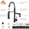 Keukenkranen Blackend veer Trek eruit zijkantje Dual Spout enkele handgreep Mixer Tap Sink 360 Rotatie 221103