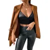 Costumes pour femmes Brown Lace Up Slim Cardigan Blazer Femmes Manteaux Streetwear Manches longues Élégant Bureau Lady Vestes 2022 Automne American Stylish