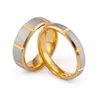 Pierścionki ślubne Dubai Rosja w stylu szczotkowanym zespołem dla mężczyzn i kobiet sojuszu złota Pierścień biżuterii ze stali nierdzewnej