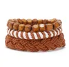 Rope Handmade Braided Wooden Beadsed Charm Bracelets Set For Men Women Party Decor Bangle Jewelry