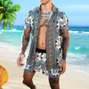 Tuta da uomo Camicia Haiian Imposta Moda Stampa Estate Camicia a maniche corte con bottoni Pantaloncini da spiaggia Streetwear Casual Abito da uomo Pezzi Y2211