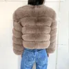 Женский меховой фальшивый фальшиво -настоящее пальто Женщины зимняя модная пушистая натуральная 60 см роскошной теплой куртка оптом продавец 221103