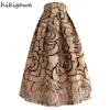 التنانير الكورية Jacquard for Womens Midel Skirt High Weist Slim Y2K Jupes Vintage A-Line Jupe Fashion Elegant Faldas 221103