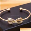 Diamond Bangle Armband Fashion 8 Shaped Opening Jewelry Charm Birthday Surprise Gift for Woman Vintage ￶rh￤ngen Drop D Dhin5