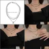 Chokers Chokers Origin Summer Metallic Mtilayer Geometrische vierkante hang ketting voor vrouwen Charmante brief Chunky Chain Sieraden D DHGSI