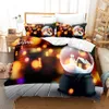 Conjuntos de cama de Natal Conjunto de 3 peças com capa de edredão Santa Christmas Tree Elk Printing